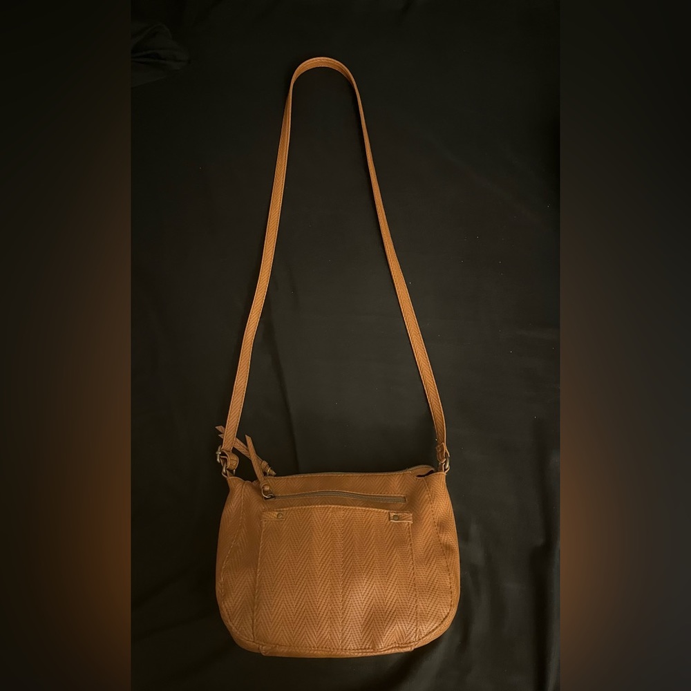 T Shirt and Jeans faux leather textured detail crossbody bag